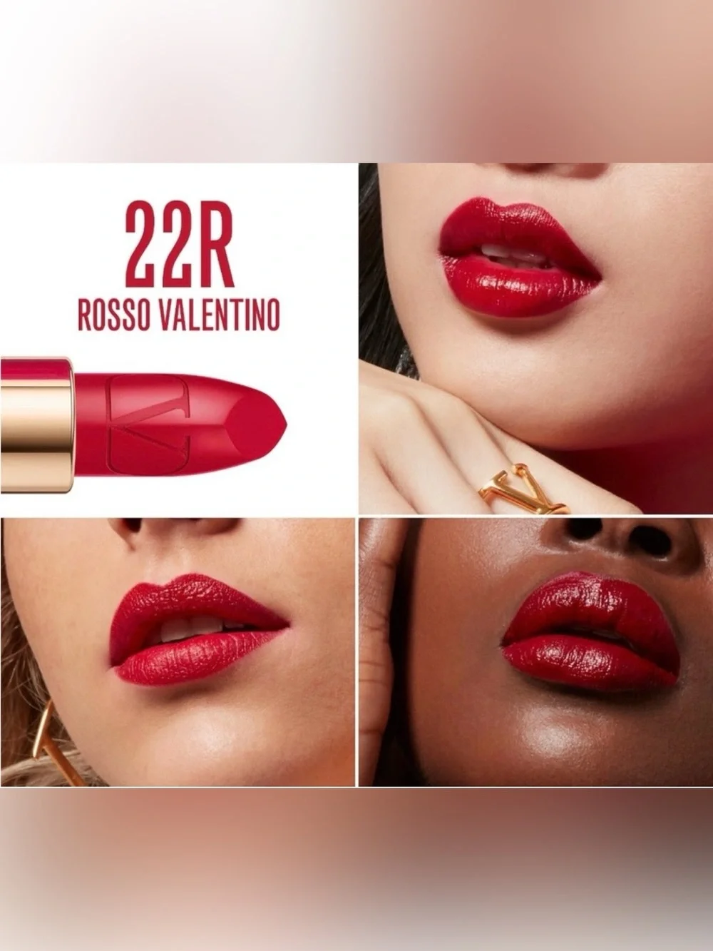 NIB Limited edition VALENTINO Mini Rosso Lipstick Trio w/ black studded bag.